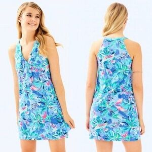 Lilly Pulitzer Shay Dress in the "Bennet Blue Celestial Seas" M